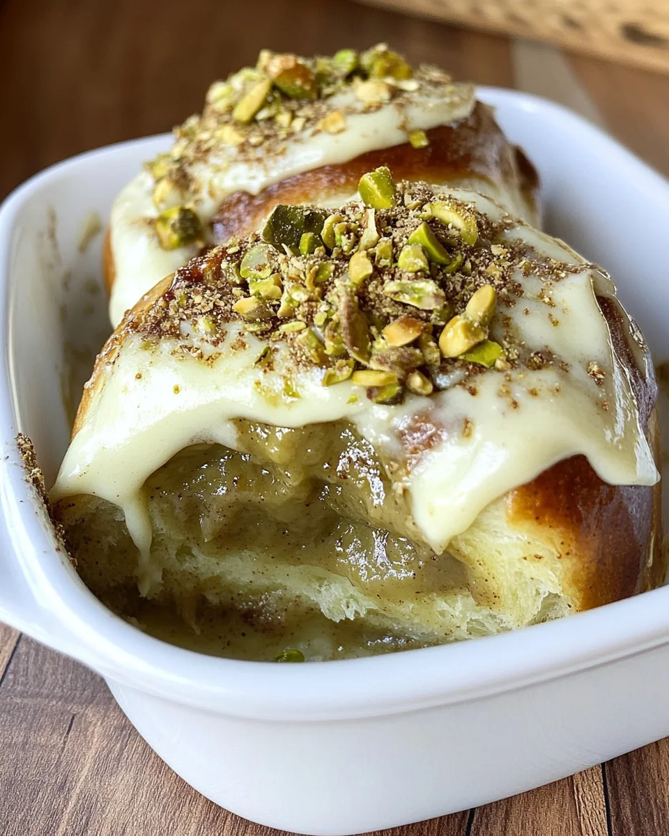 Pistachio Cinnamon Rolls with Cream Cheese Icing