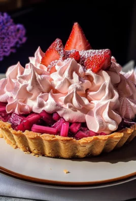 Rhubarb Cream Tart with Strawberry Meringue