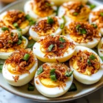 Spicy Deviled Eggs with Crispy Onions