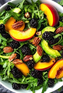 Blackberry Peach Arugula Salad with Honey Lime Dressing