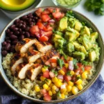 Grilled Chicken Burrito Bowls with Avocado Salsa