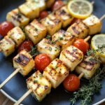 Grilled Halloumi Skewers with Lemon and Thyme
