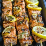 Grilled Salmon Skewers with Garlic and Dijon