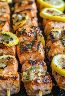 Grilled Salmon Skewers with Garlic and Dijon