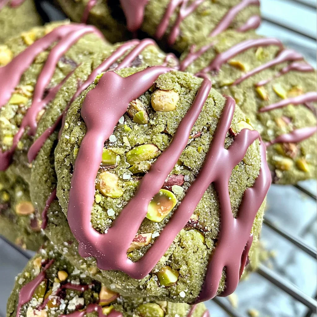 Pistachio Cookies with Ruby Chocolate