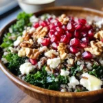 Pomegranate, Kale, and Wild Rice Salad with Walnuts and Feta