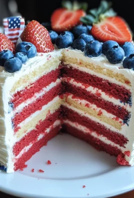 Red, White and Blue Flag Cake