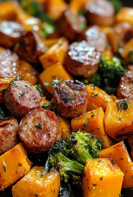 Sheet Pan Sausage and Sweet Potatoes with Honey Garlic Sauce