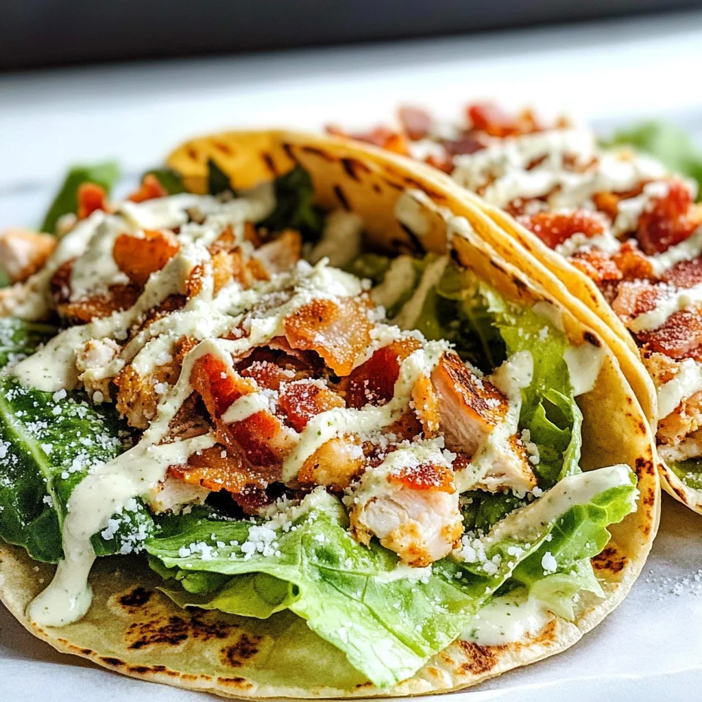 Smash Chicken Caesar Tacos