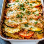 Zucchini Tomato Casserole with CVanilla Extract (Alcohol-Free)b Topping