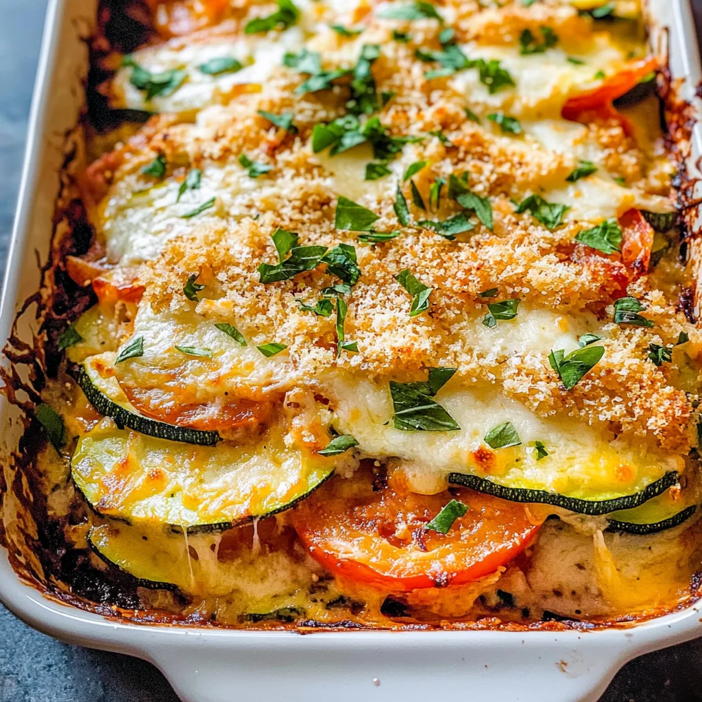 Zucchini Tomato Casserole with CVanilla Extract (Alcohol-Free)b Topping