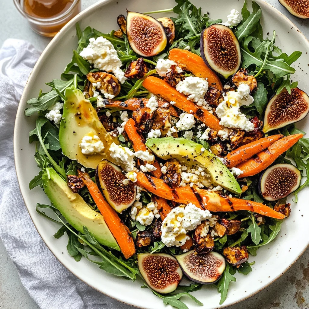Carrot Arugula Salad with Fig, Goat Cheese & Avocado