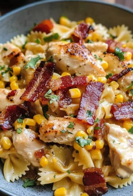 Creamy Chicken and Corn Pasta with Turkey Bacon