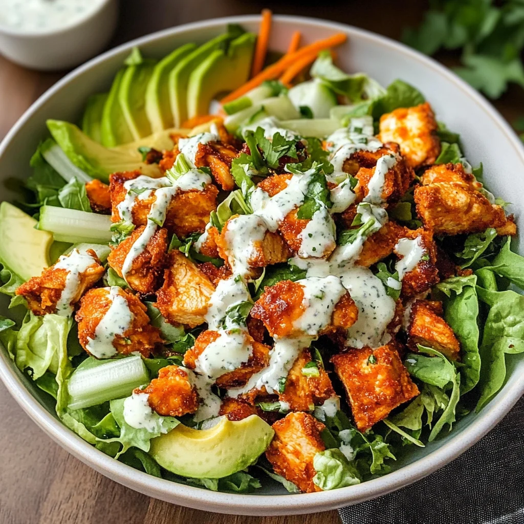 Crispy Buffalo Chicken Salad with Cilantro Ranch {Paleo, Whole30, Keto}