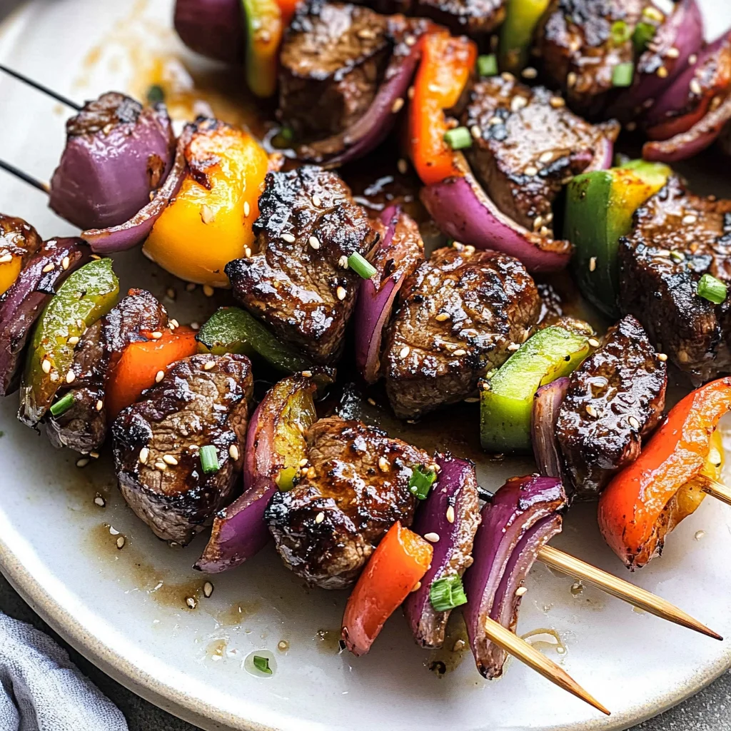 Grilled Asian Garlic Steak Skewers