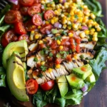Grilled Romaine, Corn and Chicken Salad with Salsa Dressing