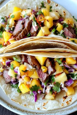 Grilled beef Tacos with Tropical Slaw