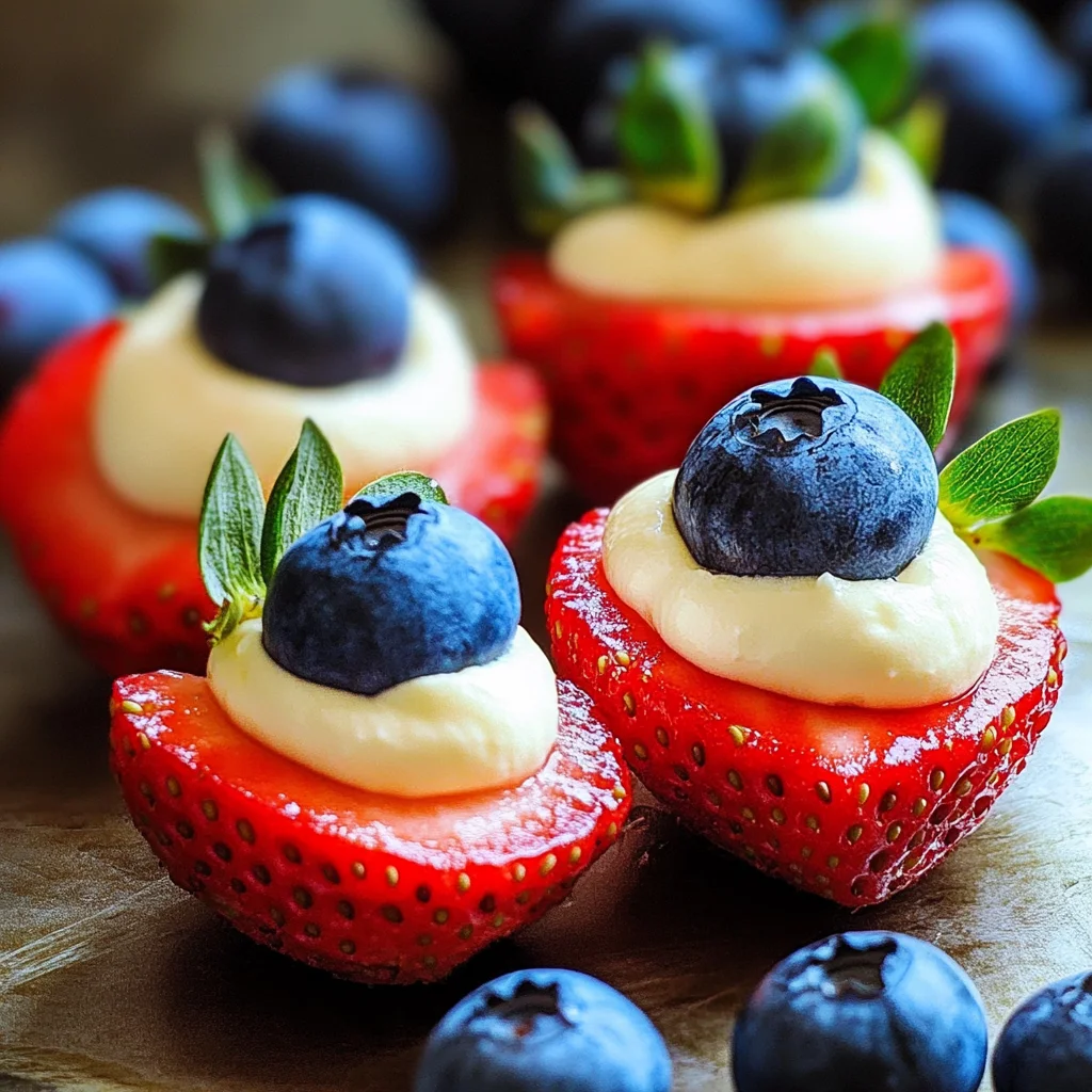 Red, White, and Blue Cheesecake Strawberries