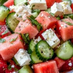 SIMPLE Watermelon + Cucumber + Feta Salad