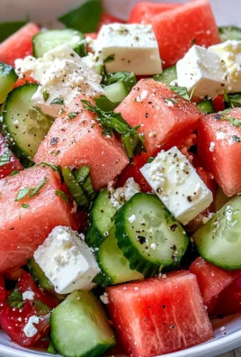 SIMPLE Watermelon + Cucumber + Feta Salad