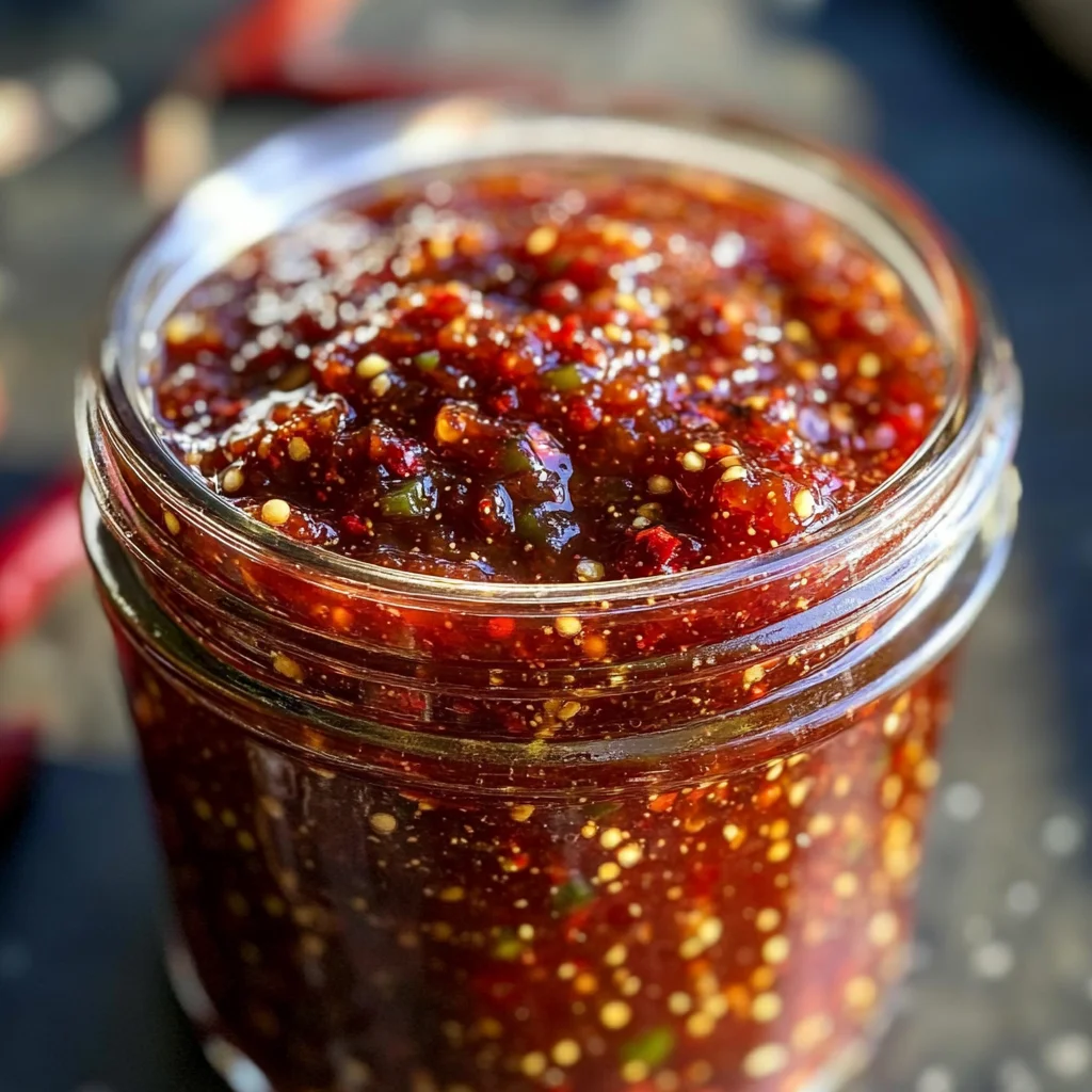 Slow Cooker Rhubarb Sweet Chili Jam