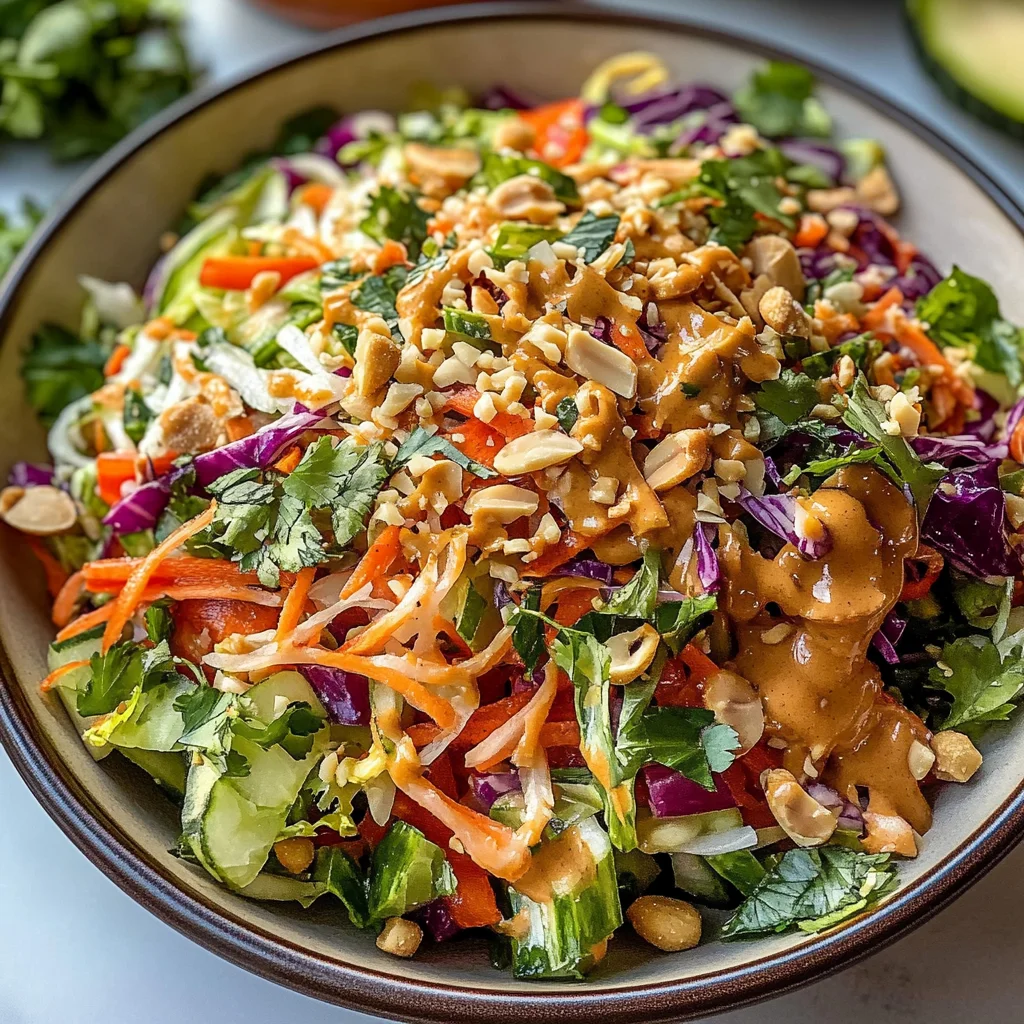 Thai Crunch Salad CPK Copycat (with peanut ginger sauce)