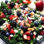 Triple Berry Kale Salad with Creamy Strawberry Poppyseed Dressing
