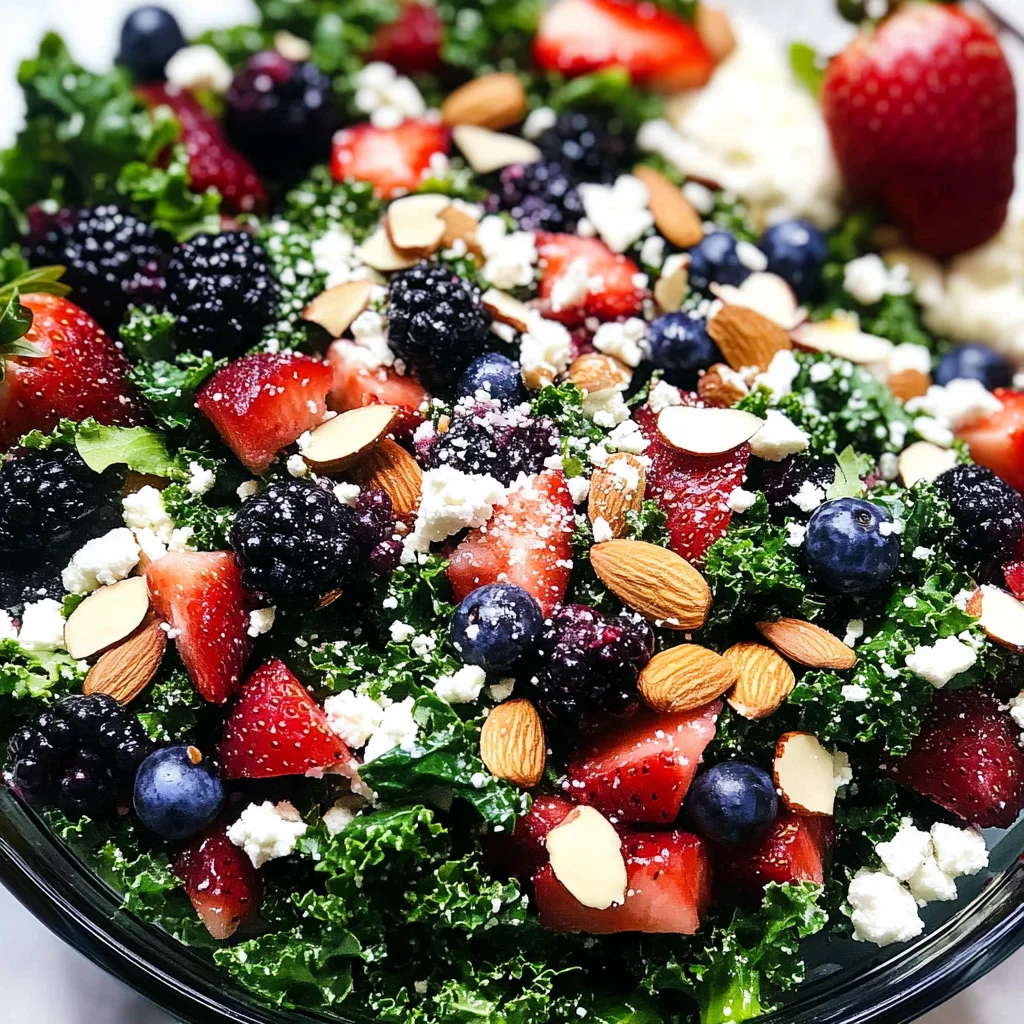Triple Berry Kale Salad with Creamy Strawberry Poppyseed Dressing
