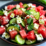 Watermelon Salad with Feta and Cucumber