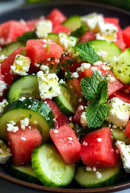 Watermelon Salad with Feta and Cucumber