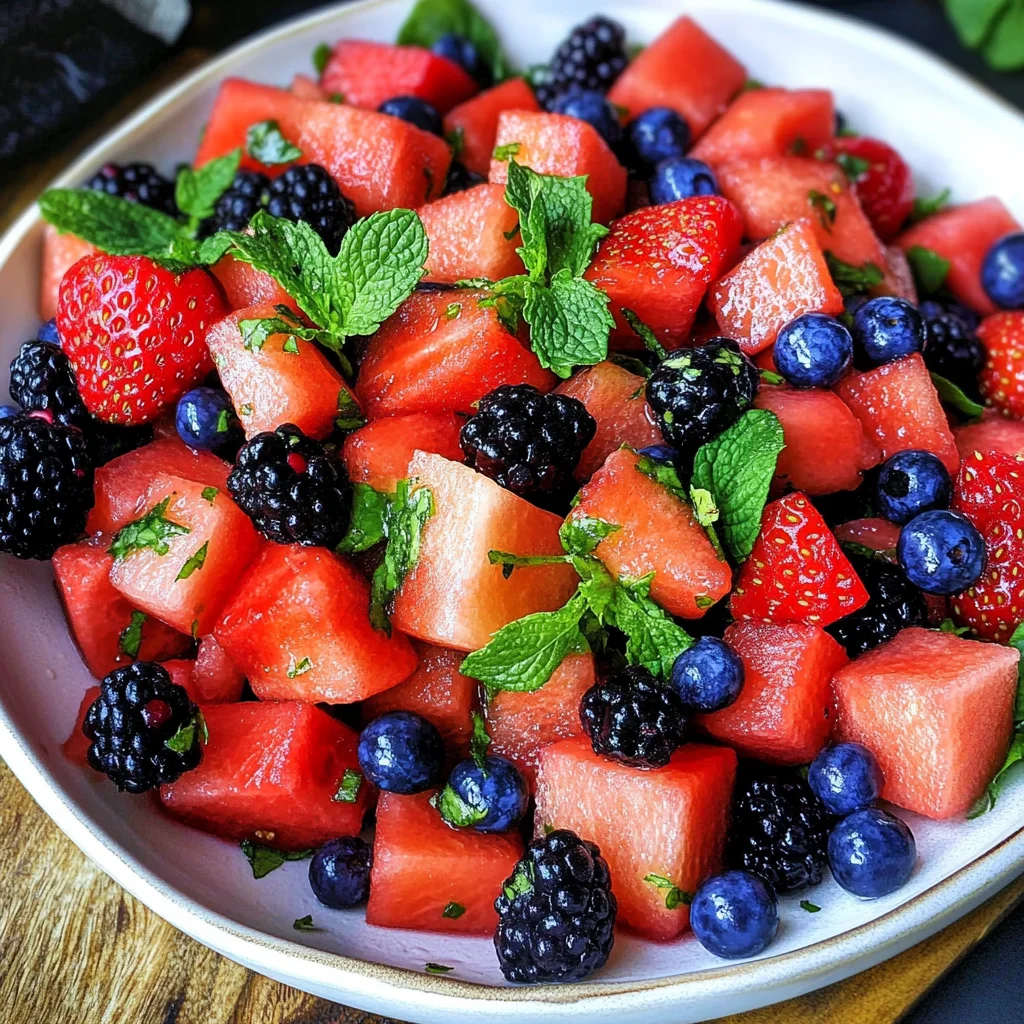 Berry Watermelon Salad With Honey Lime Dressing