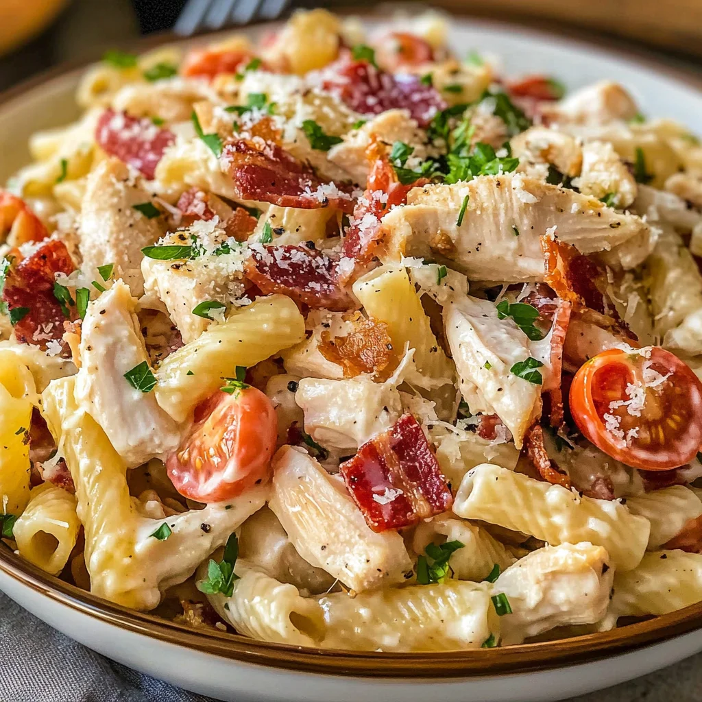 Chicken Turkey Bacon Ranch Pasta Salad