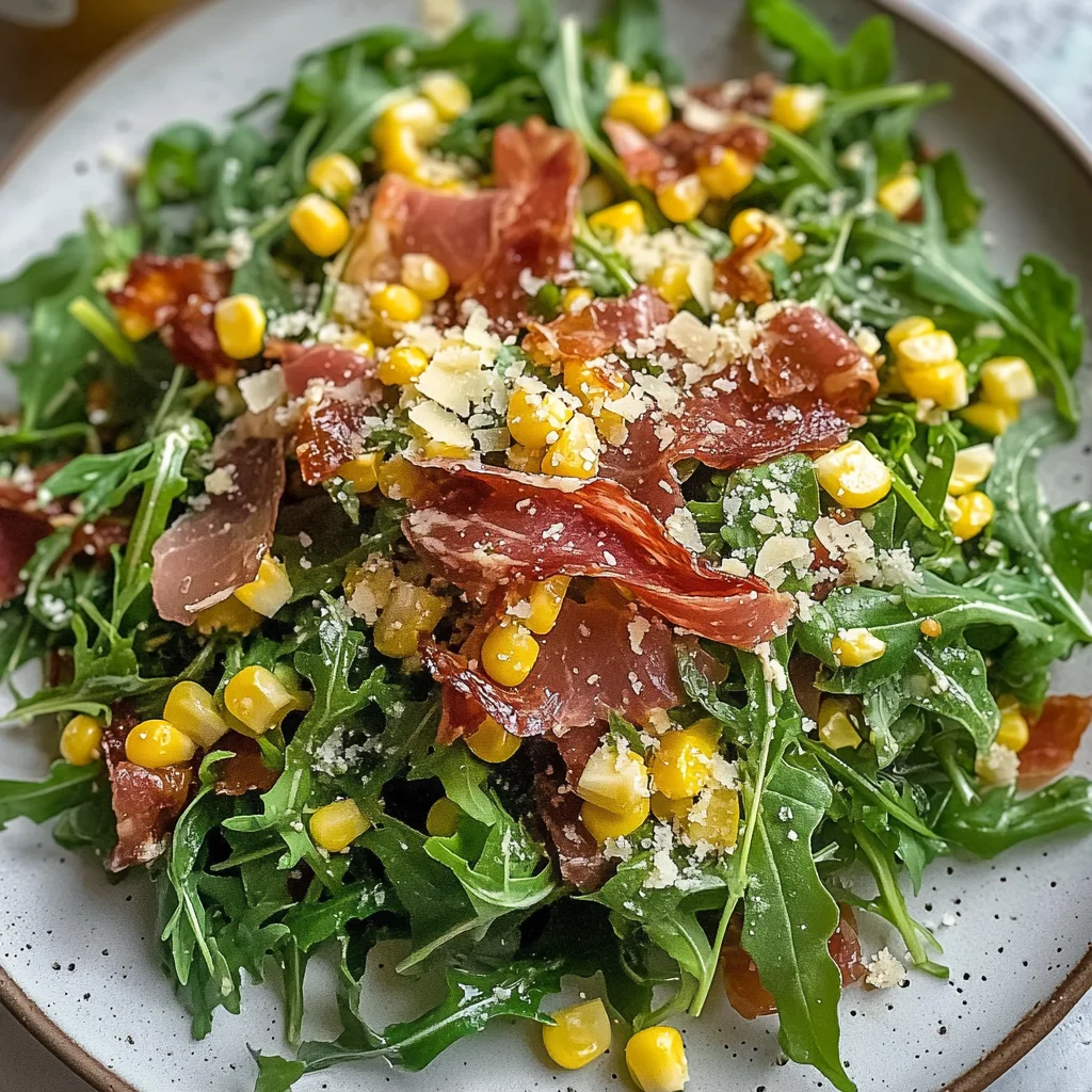 Crispy Prosciutto and Charred Corn Arugula Salad