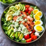 Grilled Salmon Cobb Salad with Cilantro Lime Ranch Dressing