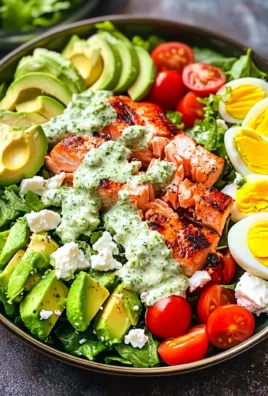 Grilled Salmon Cobb Salad with Cilantro Lime Ranch Dressing