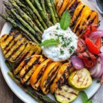 Grilled Vegetable Platter with Yogurt Mint Sauce
