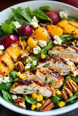 Peach Salad {with Grilled Basil Chicken and White Balsamic-Honey Vinaigrette}
