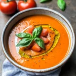 Roasted Tomato Soup with Fresh Tomatoes and Basil