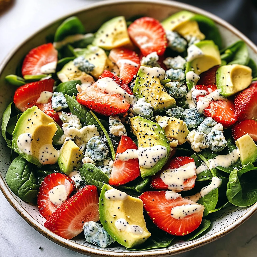 Strawberry Avocado Spinach Salad with Poppyseed Dressing