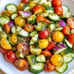 Tomato Cucumber Avocado Salad with Basil Pesto