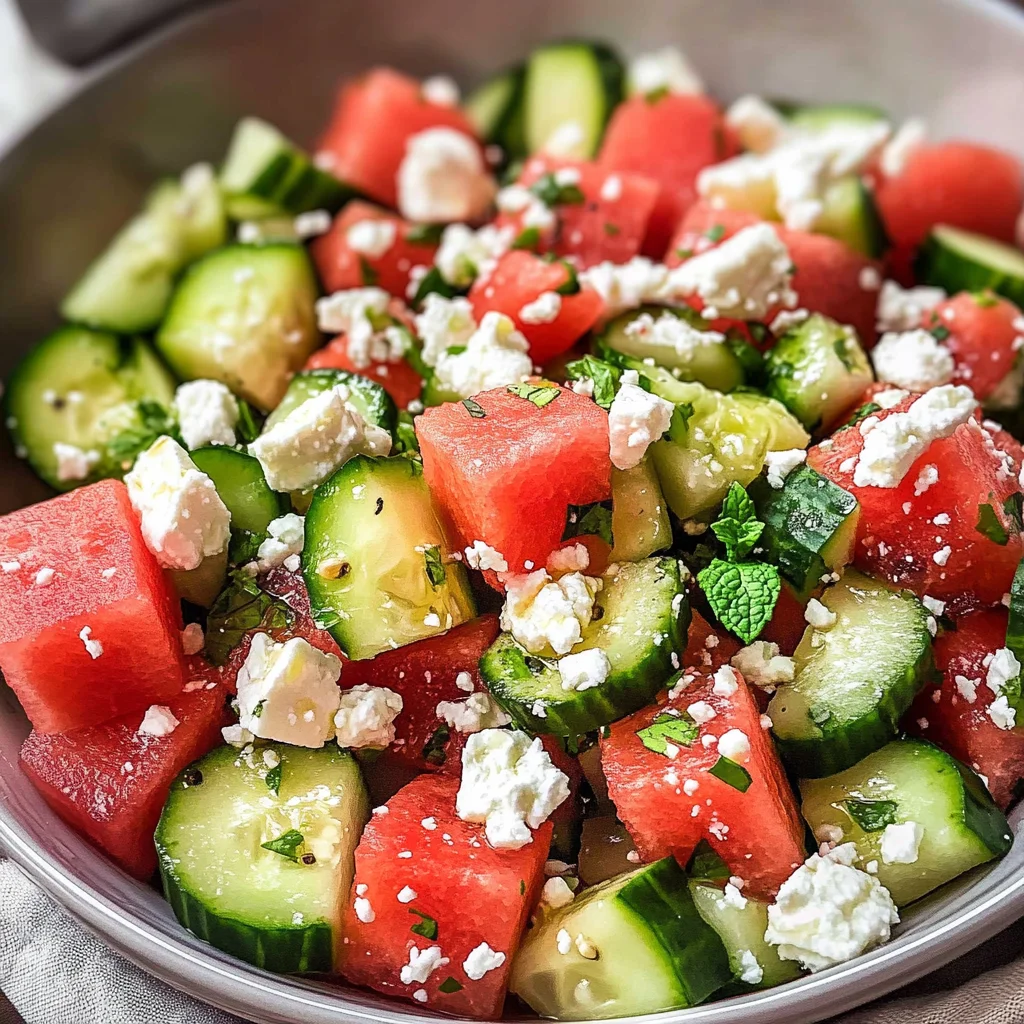 Watermelon Salad with Cucumber and Feta