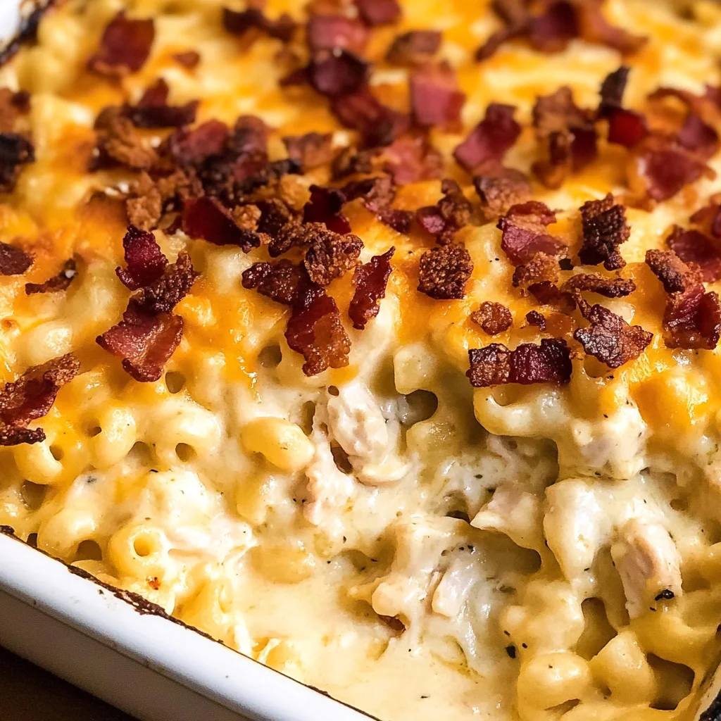 Chicken Turkey Bacon Ranch Mac and Cheese Casserole