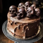High Altitude Ginger Chocolate Skull Cake for Halloween