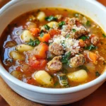 Italian Vegetable Soup with Spicy Sausage