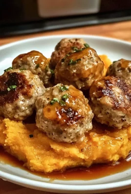 Apple Chicken Meatballs with Spiced Sweet Potatoes