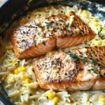 Creamed Corn Orzo with Salmon
