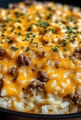 Garlic Butter Beef and Rice Skillet with Cheddar Parmesan Sauce