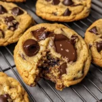 Gooey Bourbon Browned Butter Chocolate Chip Cookies