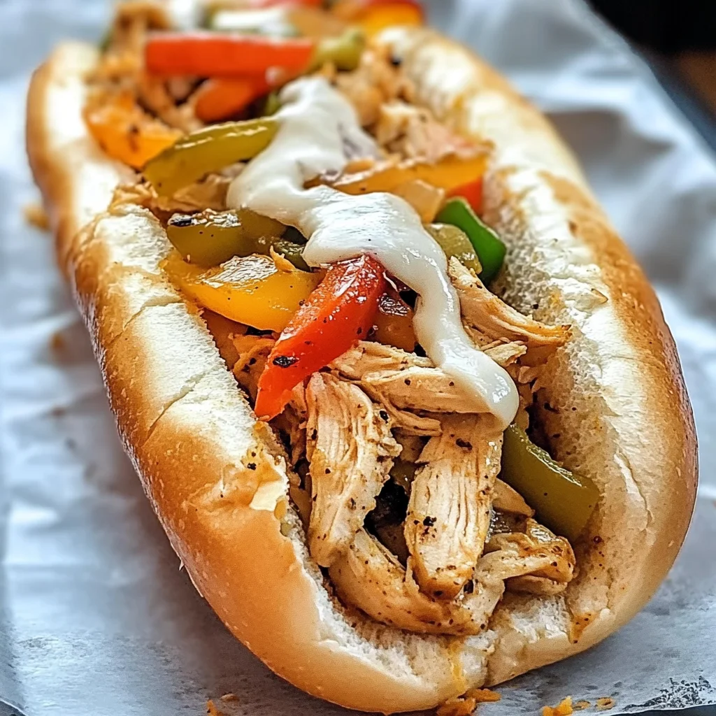 Healthy Crockpot Chicken Philly Cheesesteak Recipe