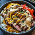 High Protein Philly Cheesesteak Rice Bowls